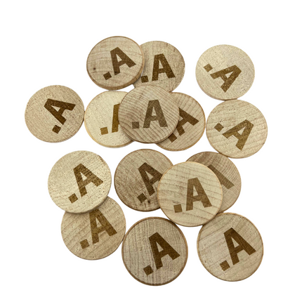 Jetons personnalisés gravés en bois -  Ø29 mm - 100 pièces