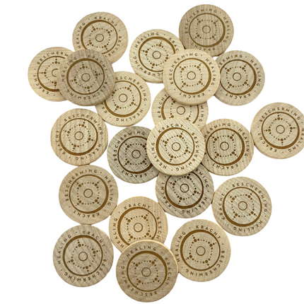 Jetons personnalisés gravés en bois -  Ø29 mm - 100 pièces
