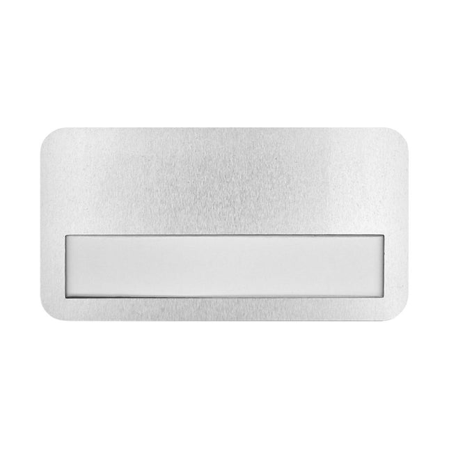 Badge nominatif vierge aluminium - 72 x 38 mm - par pièce
