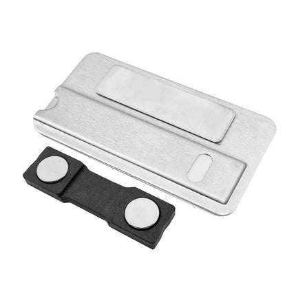 Badge nominatif personnalisé Business aluminium - 72 x 38 mm - par pièce
