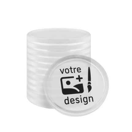 Jetons personnalisés transparents -  Ø25 mm - 100 pièces