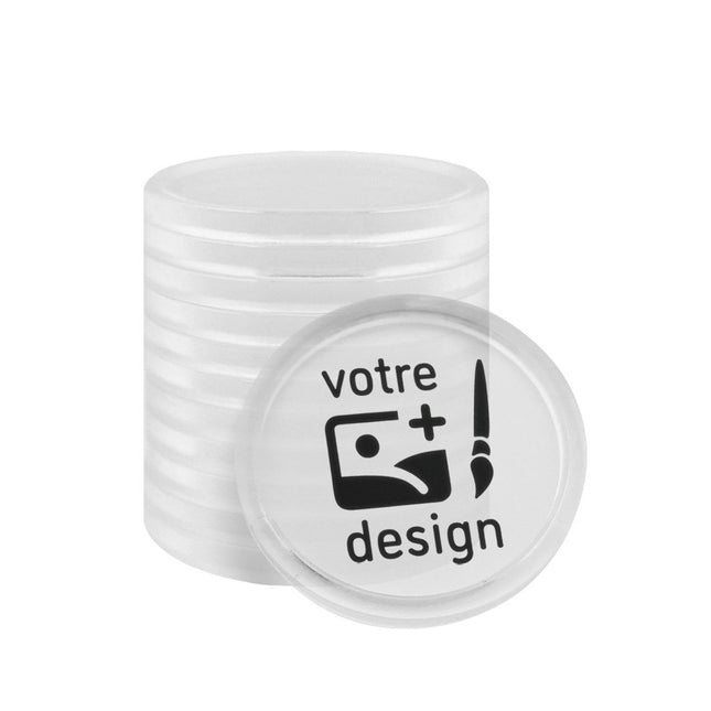 Jetons personnalisés transparents -  Ø25 mm - 100 pièces