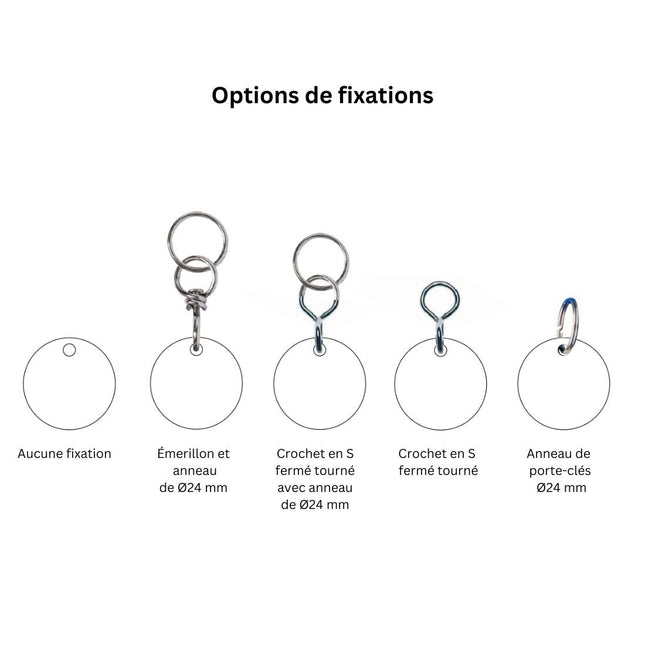 Porte-clés personnalisé en acier inoxydable - 30 mm rond - par pièce
