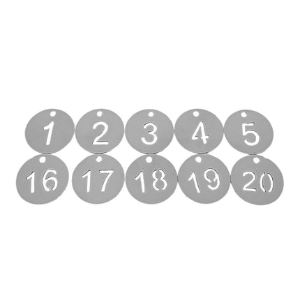 Jetons inox numérotés - Ø30 mm