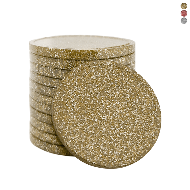 Jetons pailletés vierges Ø29 mm - 100 pièces