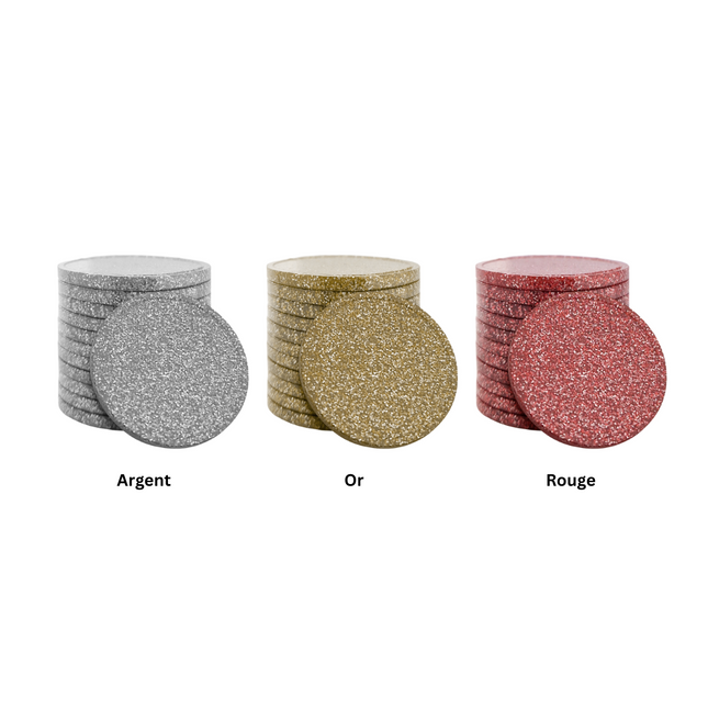 Jetons pailletés personnalisés - Ø29 mm - 100 pièces