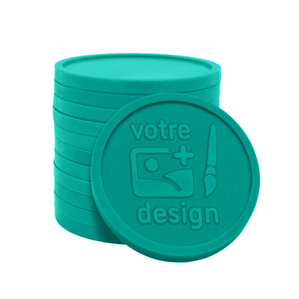 Jetons personnalisés gravés en relief en filet de pêche recyclés - Ø29 mm - 1000 pièces