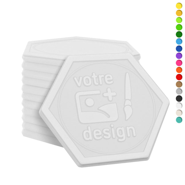 Jetons personnalisés gravés en relief hexagone - Ø29 mm - 1000 pièces