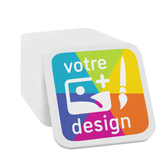 Jetons personnalisés blancs carré - 38 x 38 mm - 100 pièces