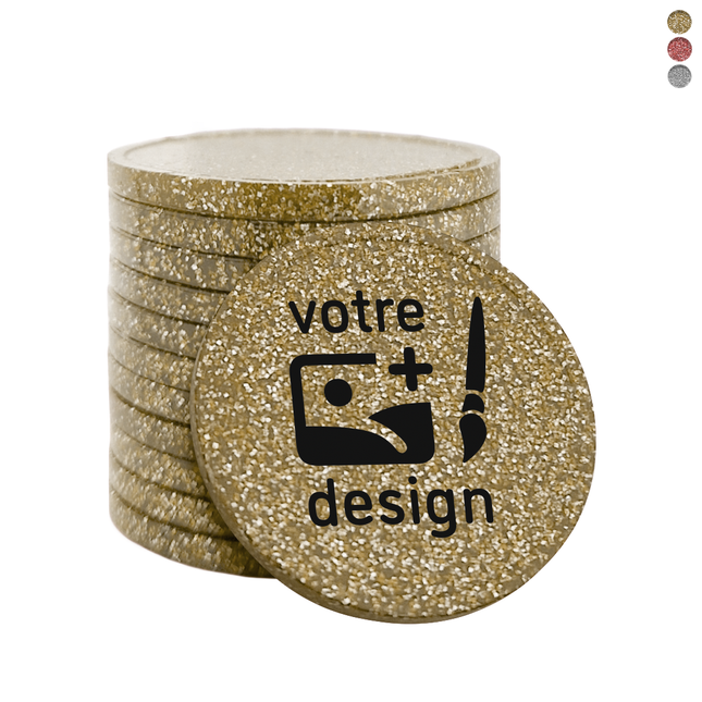 Jetons pailletés personnalisés - Ø29 mm - 100 pièces