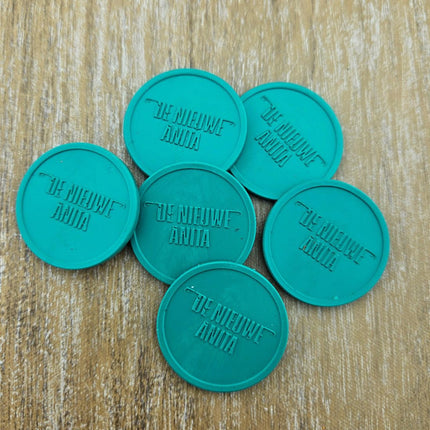 Jetons personnalisés gravés en relief en filet de pêche recyclés - Ø29 mm - 1000 pièces