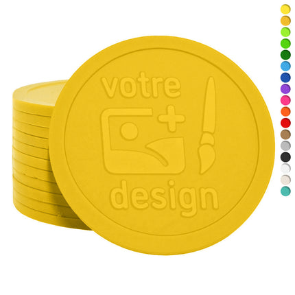 Jetons personnalisés gravés en relief - Ø70 mm - 1000 pièces