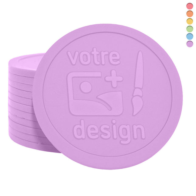 Jetons personnalisés gravés en relief recyclés - Ø70 mm - 1000 pièces