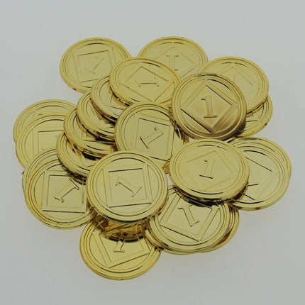 Jetons de buvette dorés en plastique anodisé Ø29 mm  - 100 pièces