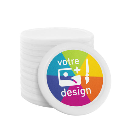 Jetons personnalisés blancs - Ø28 mm - 100 pièces