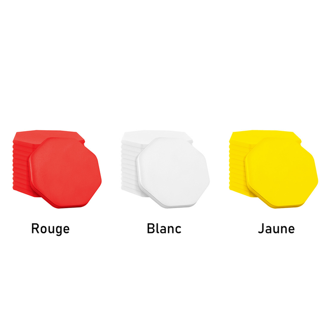 Jetons vierges octogone - 38 x 38 mm - 100 pièces