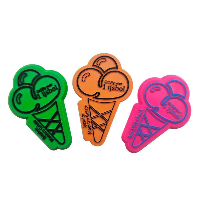Jetons personnalisés cornet de glace en relief - Ø29 mm - 1000 pièces