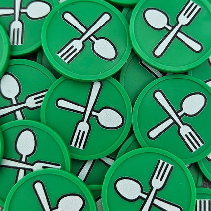 Jetons pour buvette couverts fourchette & cuillère Ø29 mm - 100 pièces