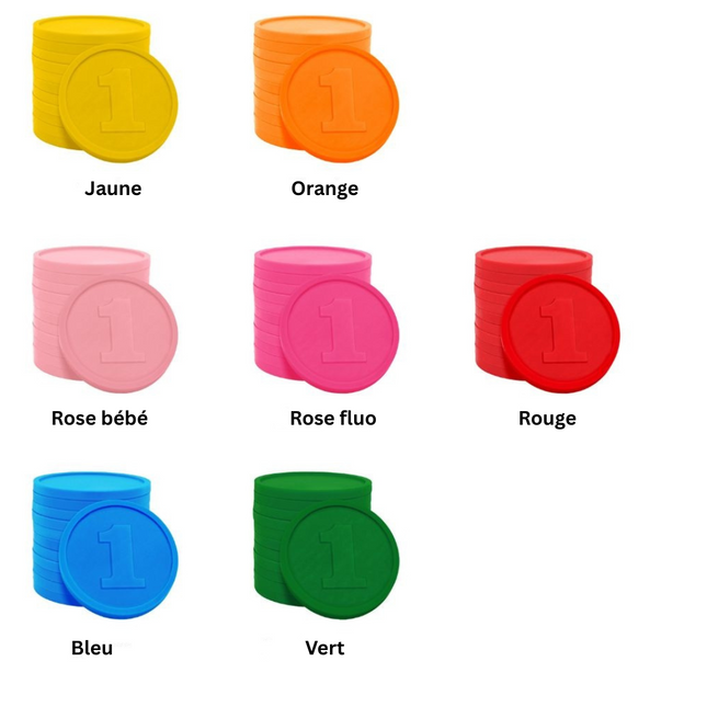 Jetons pour buvette avec chiffre 1 Ø29 mm - 250 pièces