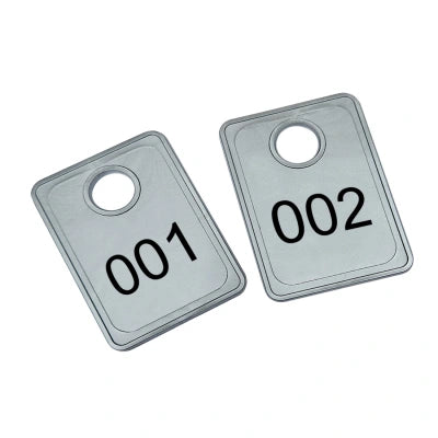 Jeton vestiaire argenté numéroté Tiffany 36 x 50 mm personnalisé - par pièce