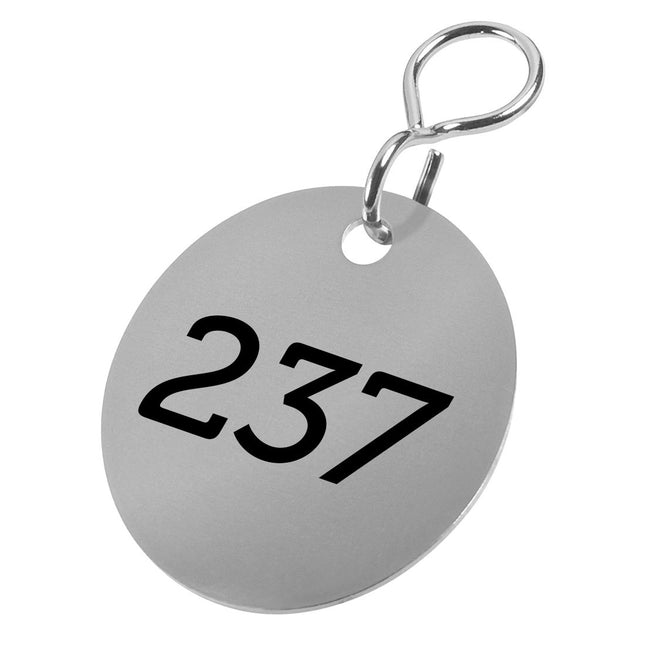 Porte-clés numéroté personnalisé en acier inoxydable - 30 mm rond - par pièce