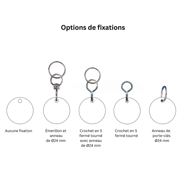 Porte-clés avec texte en acier inoxydable - 30 mm rond - par pièce