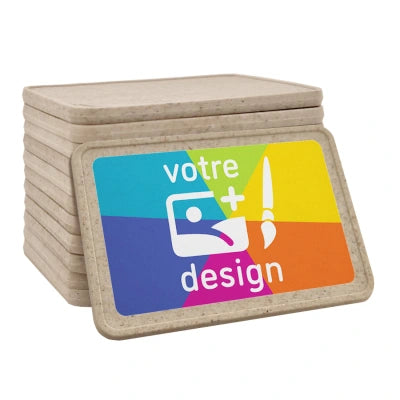 Jetons personnalisés rectangle en fibre de bois - 50 x 35 mm - 100 pièces