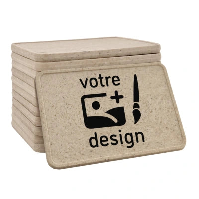 Jetons personnalisés rectangle en fibre de bois - 50 x 35 mm - 100 pièces