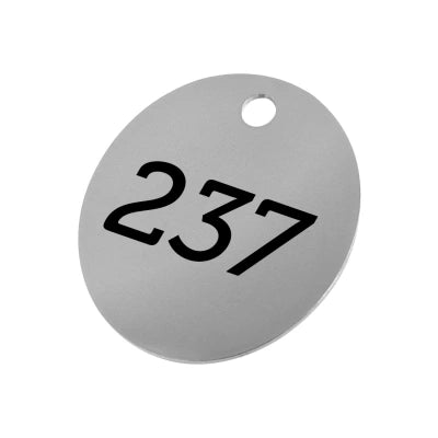 Plaquette inox numérotée avec trou - 30 mm - par pièce