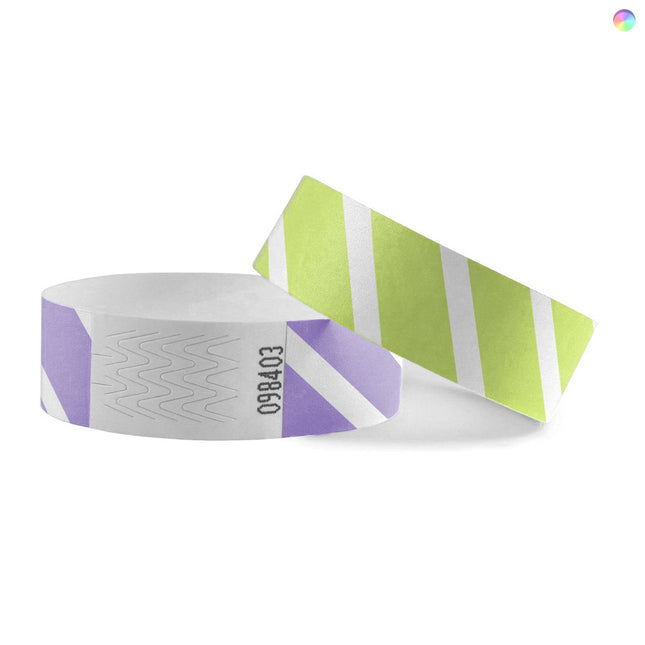 Bracelets Tyvek© - ensemble de couleurs rayées- 100 bracelets