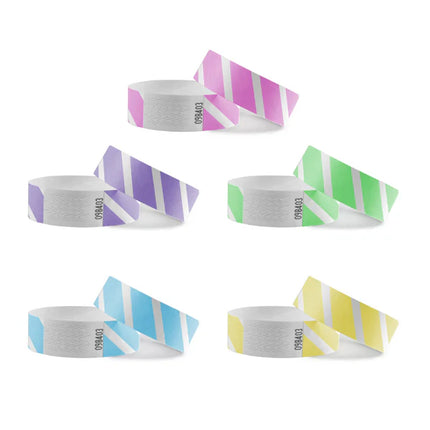 Bracelets Tyvek© - ensemble de couleurs rayées- 100 bracelets