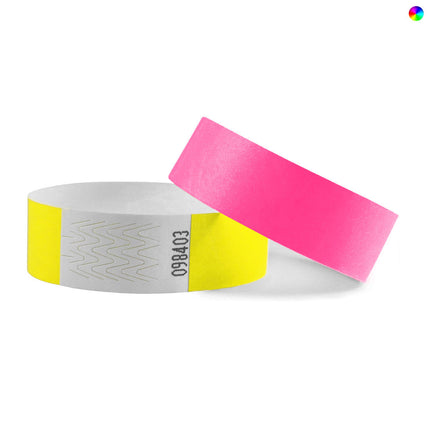 Bracelets Tyvek© - ensemble de couleurs fluos - 100 bracelets