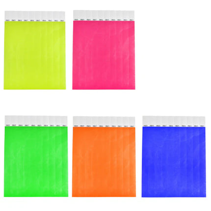 Bracelets Tyvek© - ensemble de couleurs fluos - 100 bracelets