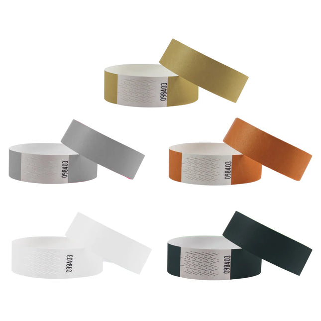 Bracelets Tyvek© - ensemble de couleurs métalliques  - 100 bracelets