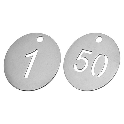 Porte-clés numéroté en acier inoxydable - 30 mm rond