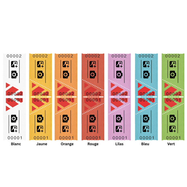 Tickets d'entrée personnalisés sur rouleau  - 57 x 30 mm - 1000 tickets