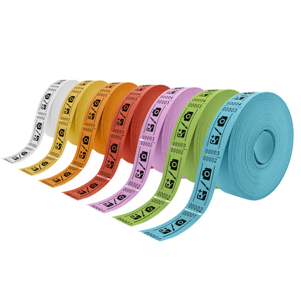 Rouleau avec tickets d'entrée personnalisés - 57 x 30 mm - 1000 tickets