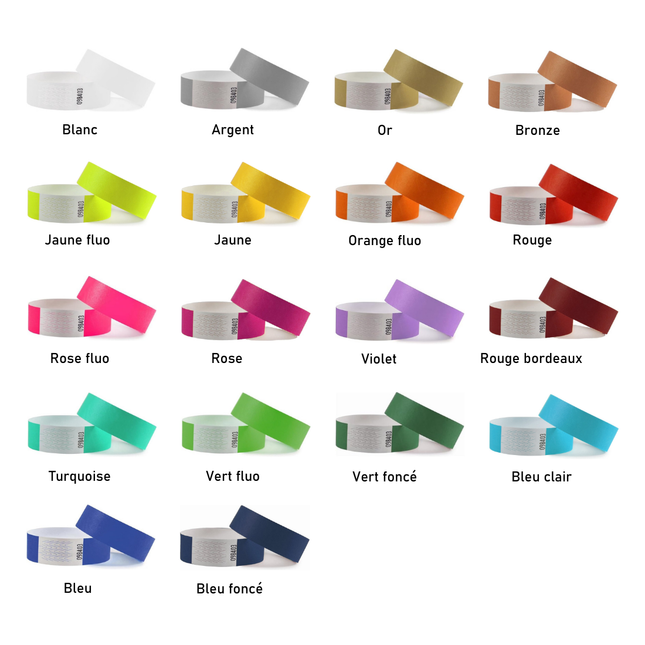 Bracelets personnalisés Tyvek à partir de 5000 bracelets - 1000 bracelets