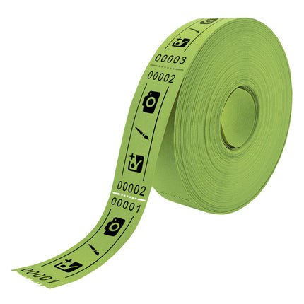 Rouleau avec tickets d'entrée personnalisés - 80 x 30 mm - 1000 tickets