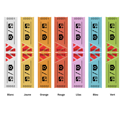 Tickets d'entrée personnalisés sur rouleau  - 80 x 30 mm - 1000 tickets