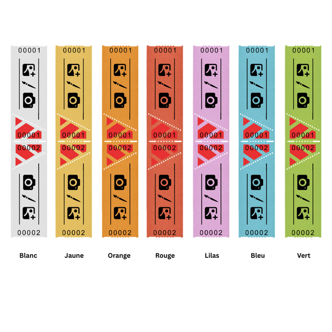 Tickets d'entrée personnalisés sur rouleau  - 80 x 30 mm - 1000 tickets