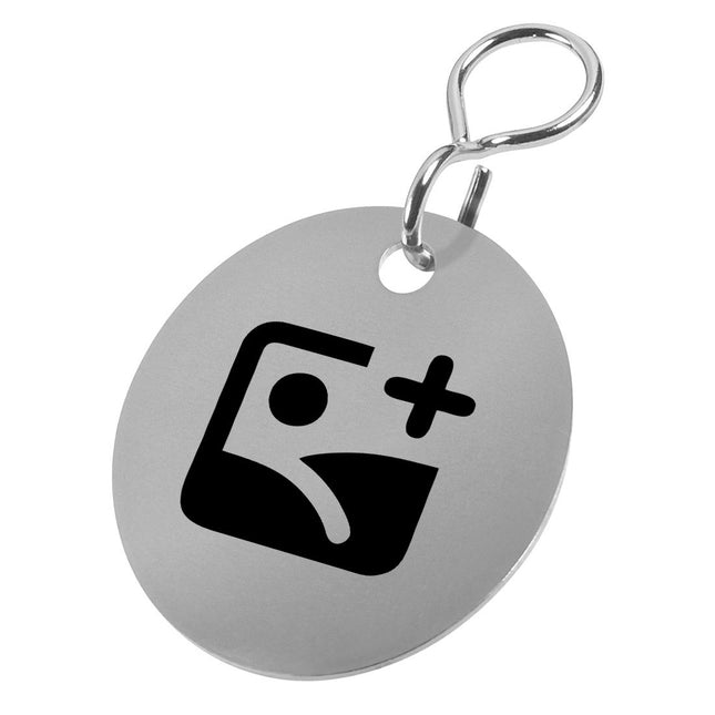 Porte-clés personnalisé en acier inoxydable - 30 mm rond - par pièce