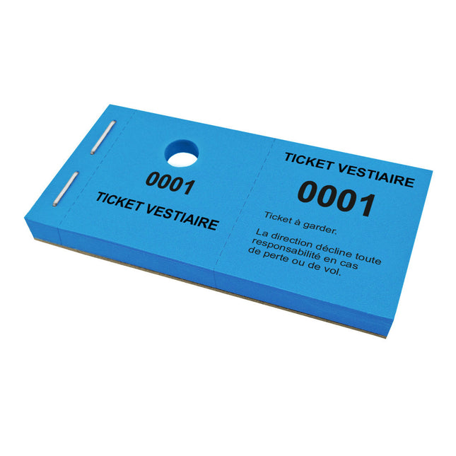 Carnet de tickets vestiaire non responsable avec trou - 1000 tickets