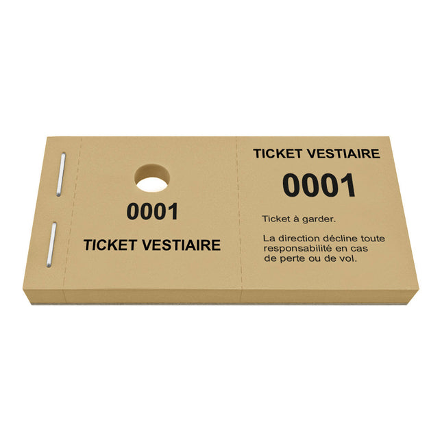 Carnet de tickets vestiaire non responsable avec trou - 1000 tickets
