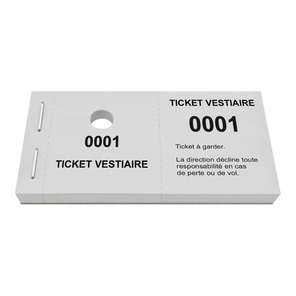 Carnet de tickets vestiaire non responsable avec trou - 1000 tickets