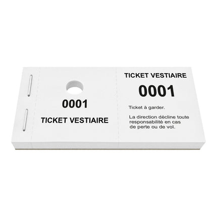 Carnet de tickets vestiaire non responsable avec trou - 1000 tickets