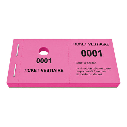 Carnet de tickets vestiaire non responsable avec trou - 1000 tickets