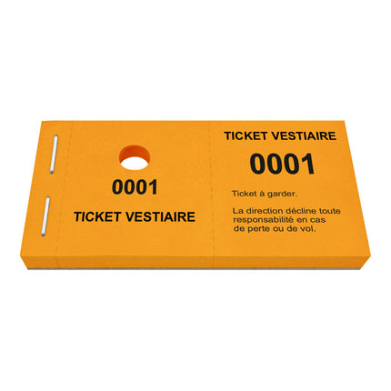 Carnet de tickets vestiaire non responsable avec trou - 1000 tickets