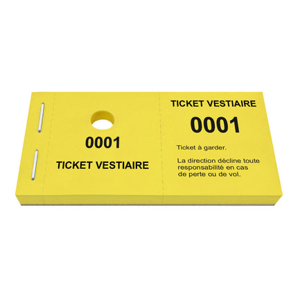 Carnet de tickets vestiaire non responsable avec trou - 1000 tickets