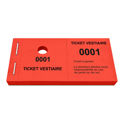 Carnet de tickets vestiaire non responsable avec trou - 1000 tickets